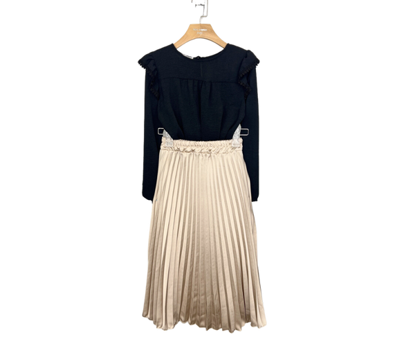 Fashion by Livana | Setje top met satijnen plissé rok middellang zwart…