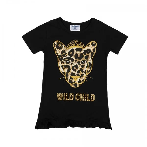 Fashion by Livana | Panter nachtjapon pyjama shirt zwart