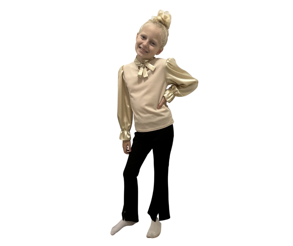 Fashion by Livana | Blouse strik beige voor meisjes 4-14 jaar maat 104-164 cm