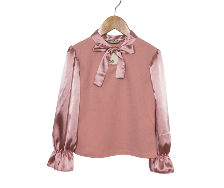 Fashion by Livana | Lichtroze blouse met strik