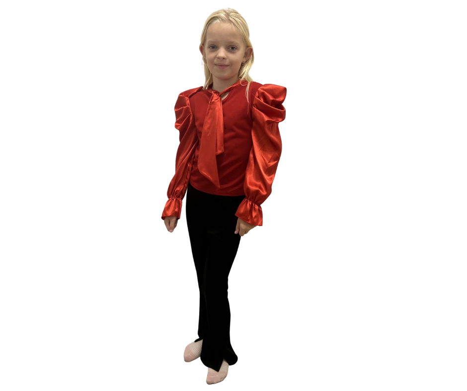 Fashion by Livana | Blouse met pofmouwen en strop wit
