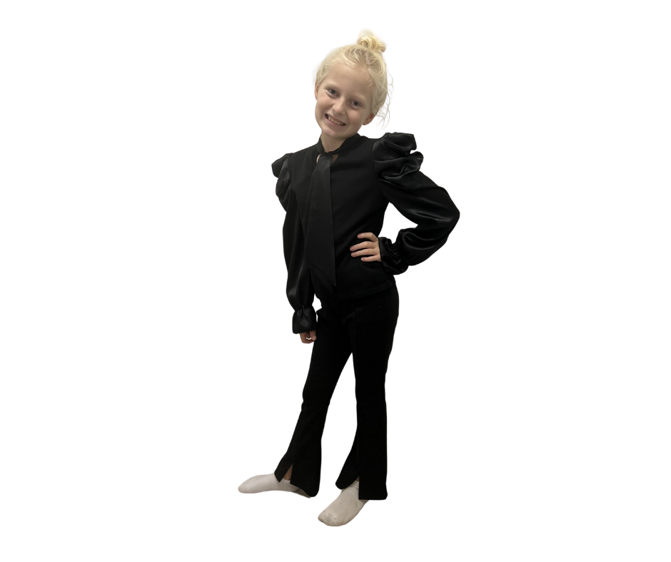Fashion by Livana | Blouse met pofmouwen en strik zwart