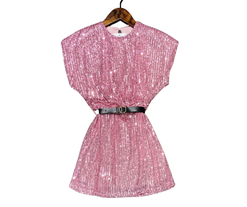 Fashion by Livana | Glitter pailletten jurk roze