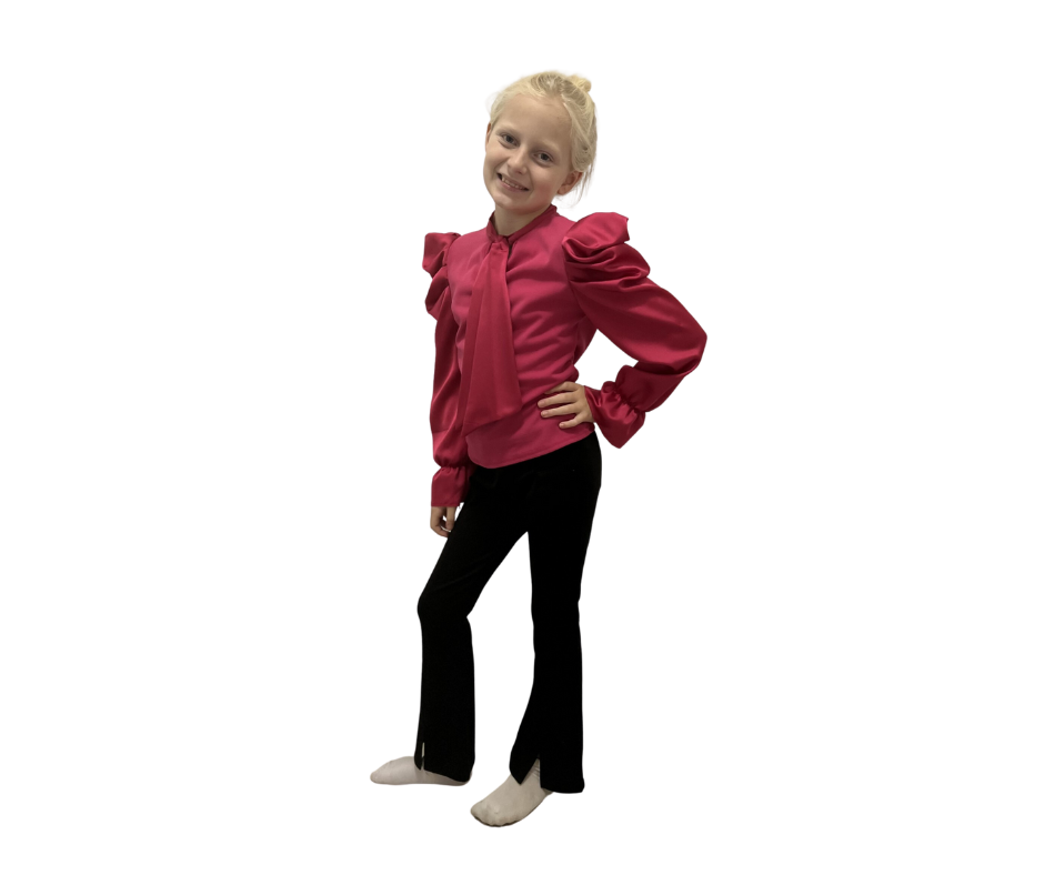 Fashion by Livana | Blouse met pofmouwen en strop felroze