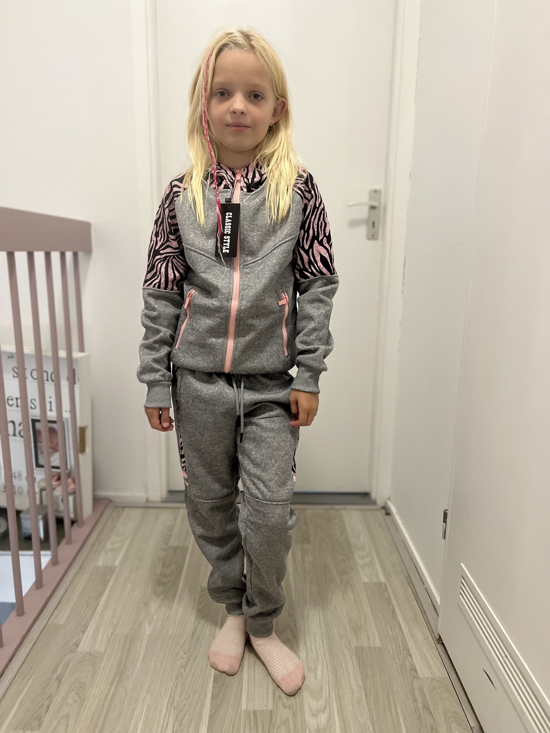 Fashion by Livana | Joggingpak grijs/roze