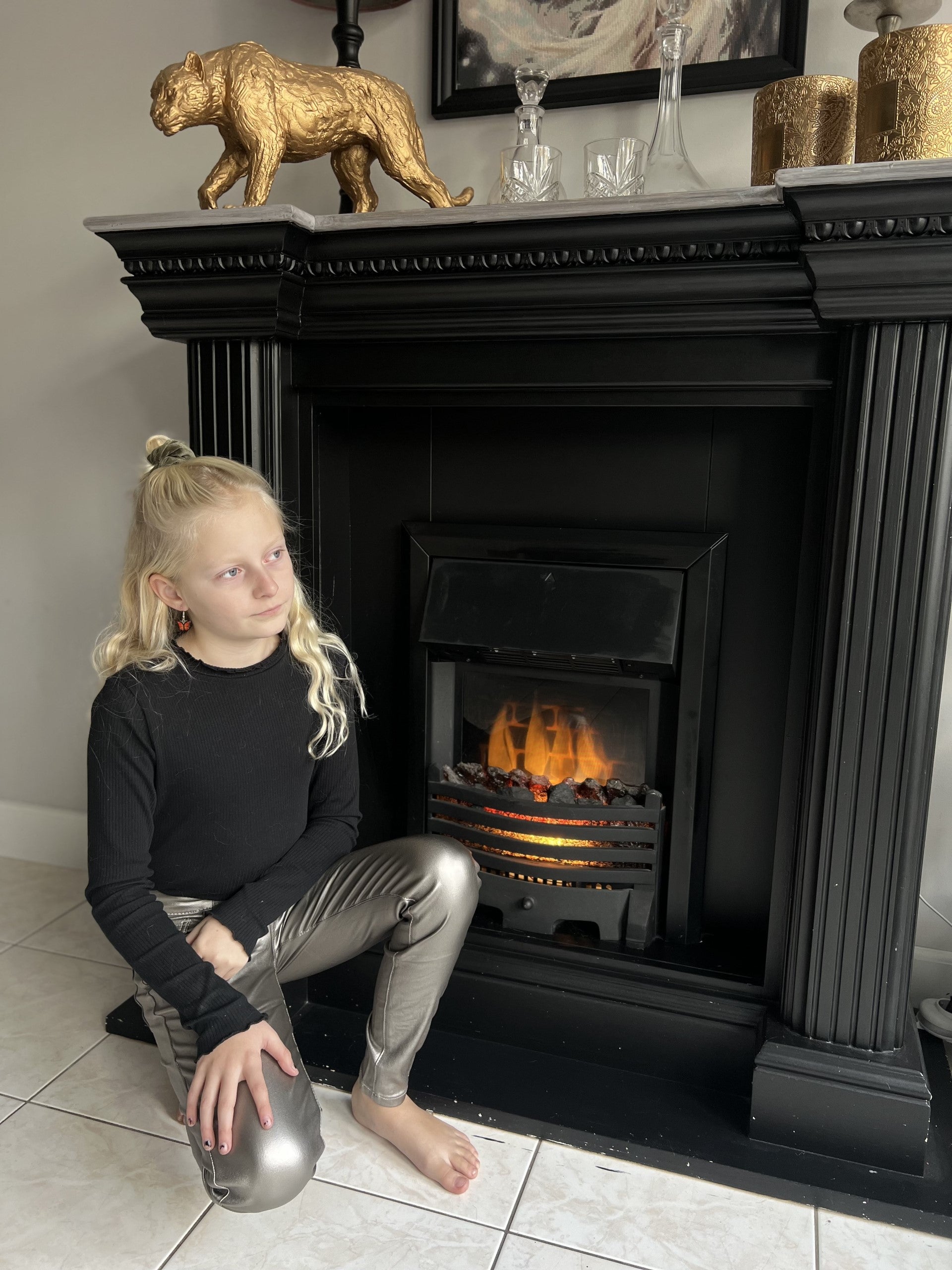 Fashion by Livana | Metallic zilver broek stretch