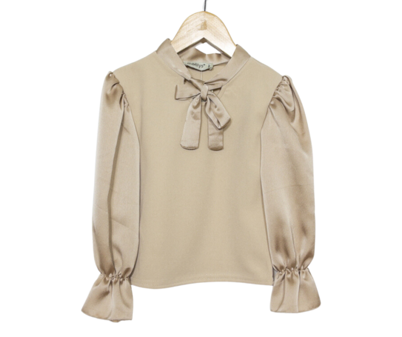 Fashion by Livana | Blouse strik beige voor meisjes 4-14 jaar maat 104-164 cm