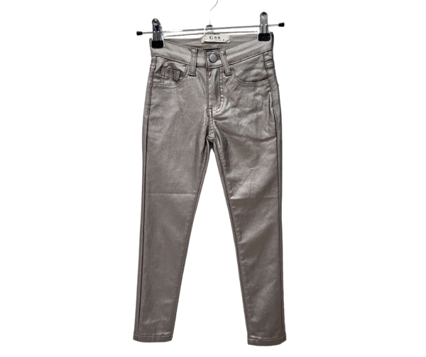 Fashion by Livana | Metallic zilver broek stretch