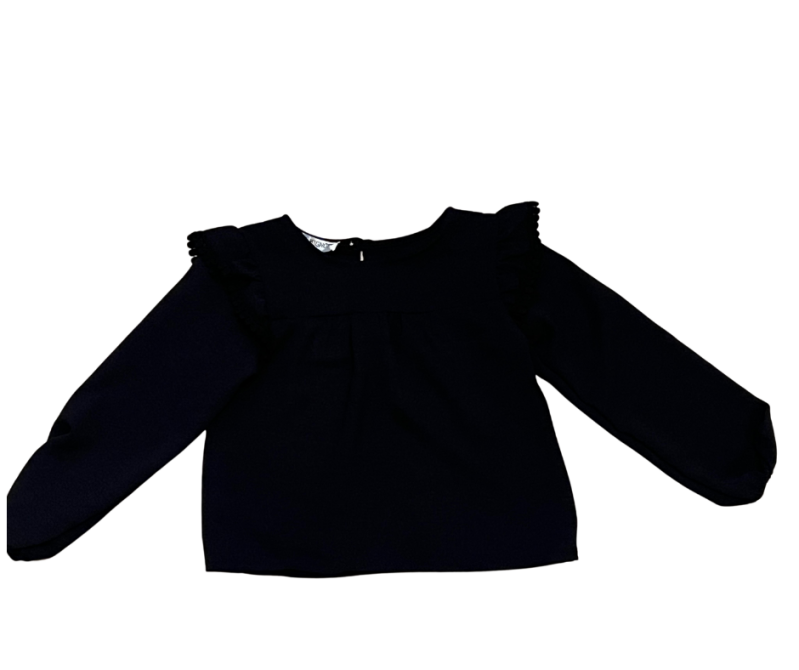 Fashion by Livana | Zwarte blouse met franjes