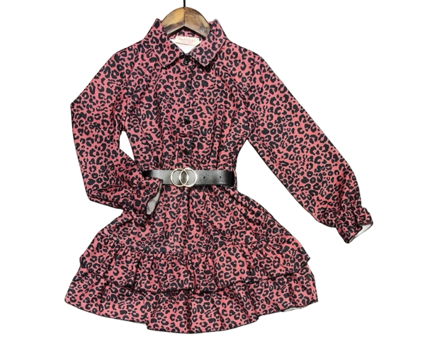 Fashion by Livana | Panter jurkje met ceintuur om de middel