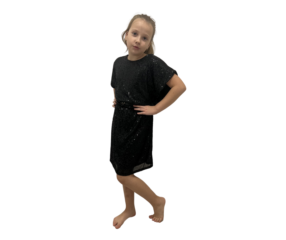 Fashion by Livana | Glitter pailletten jurk zwart