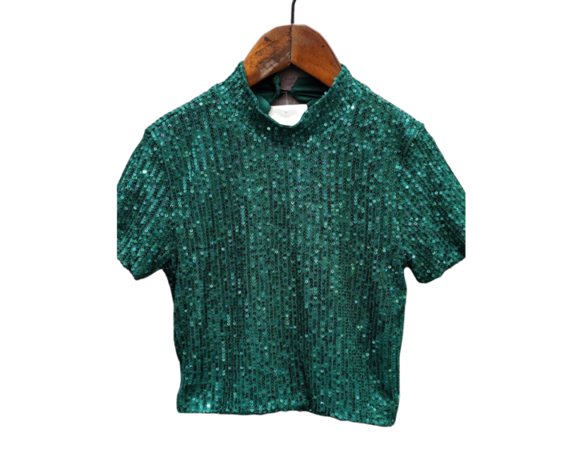 Fashion by Livana | Glitter pailletten top groen