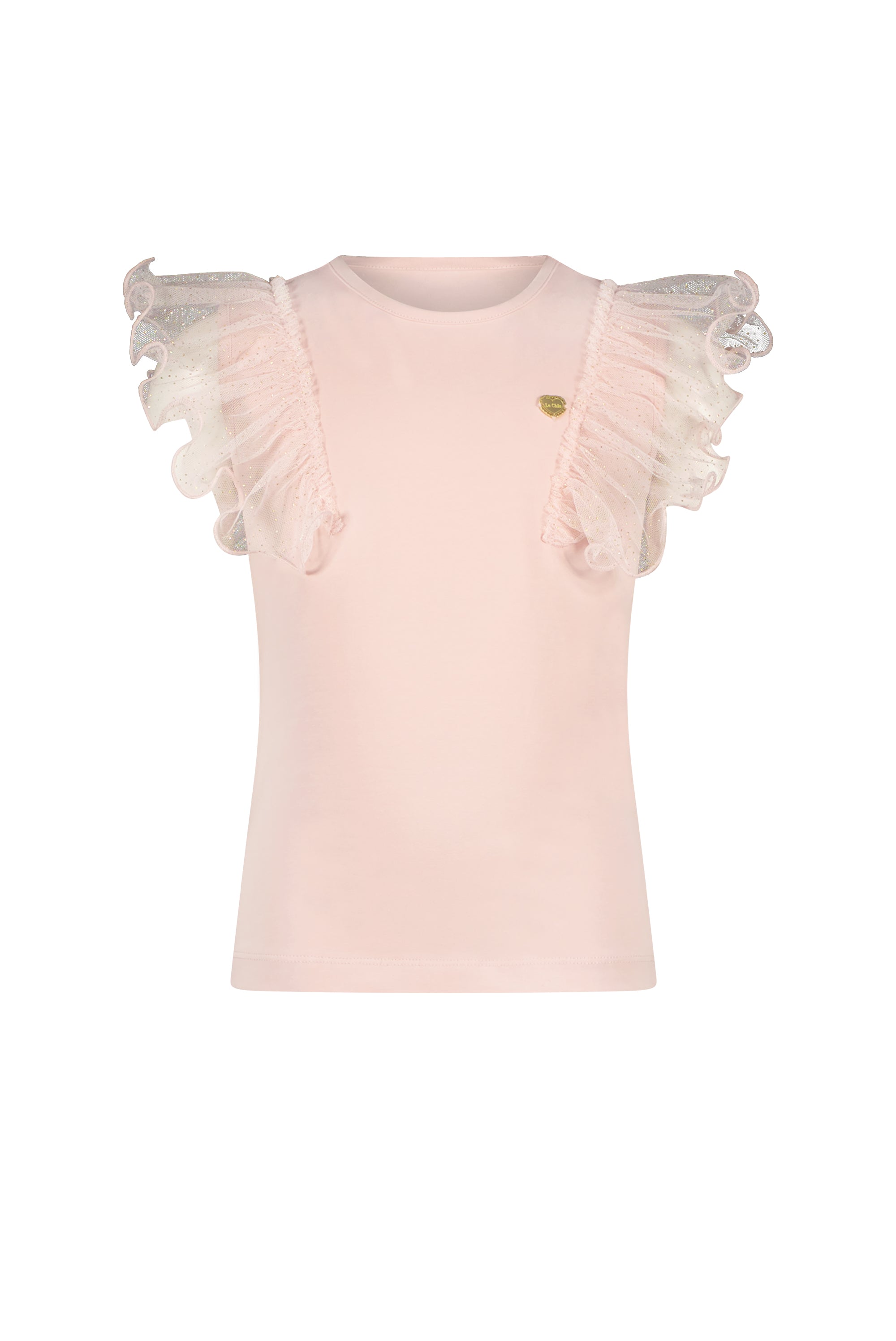 Fashion by Livana | Le chic, roze shirtje met tule glitter mouwen