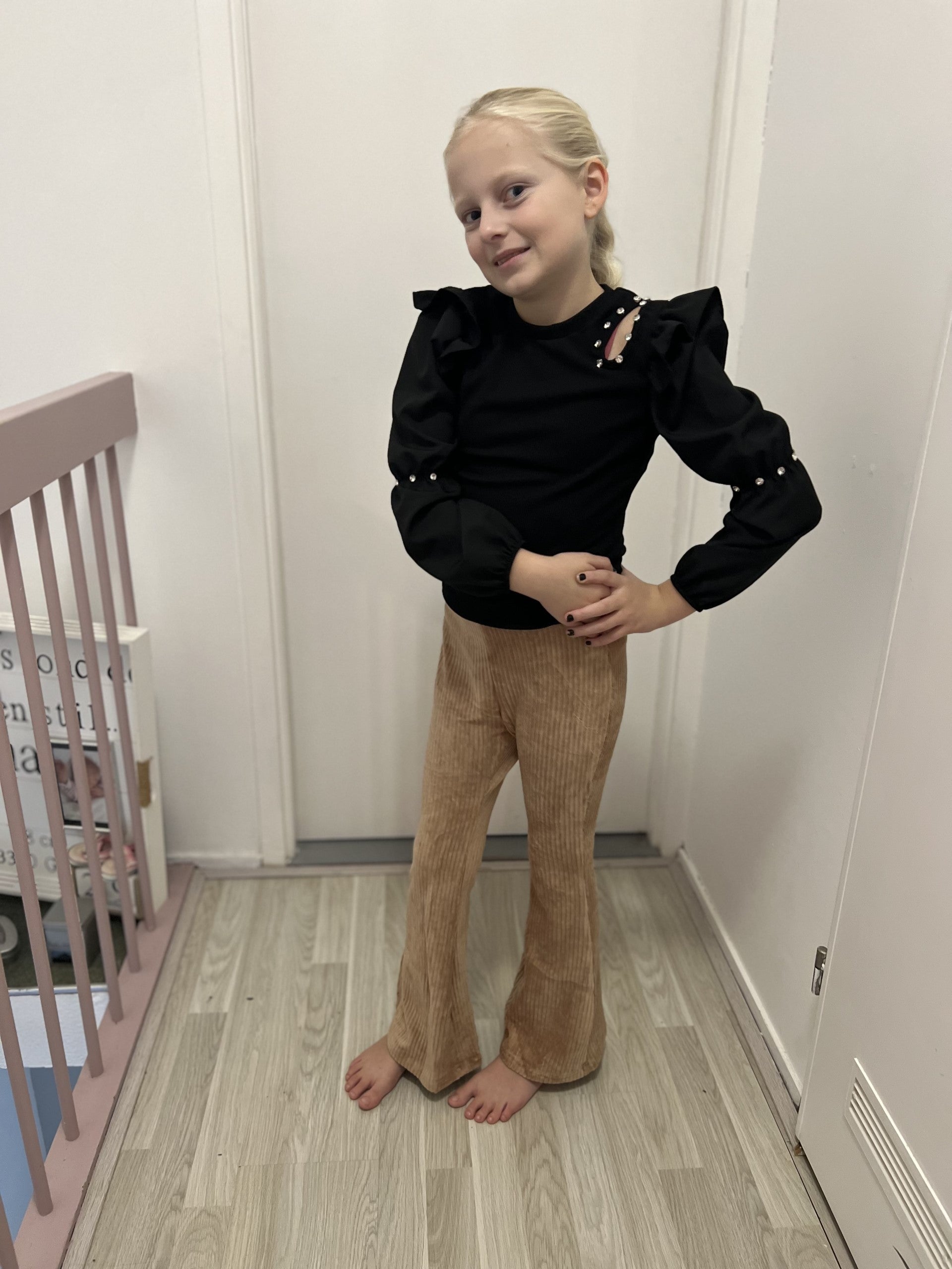 Fashion by Livana | Flair ribbel broek beige