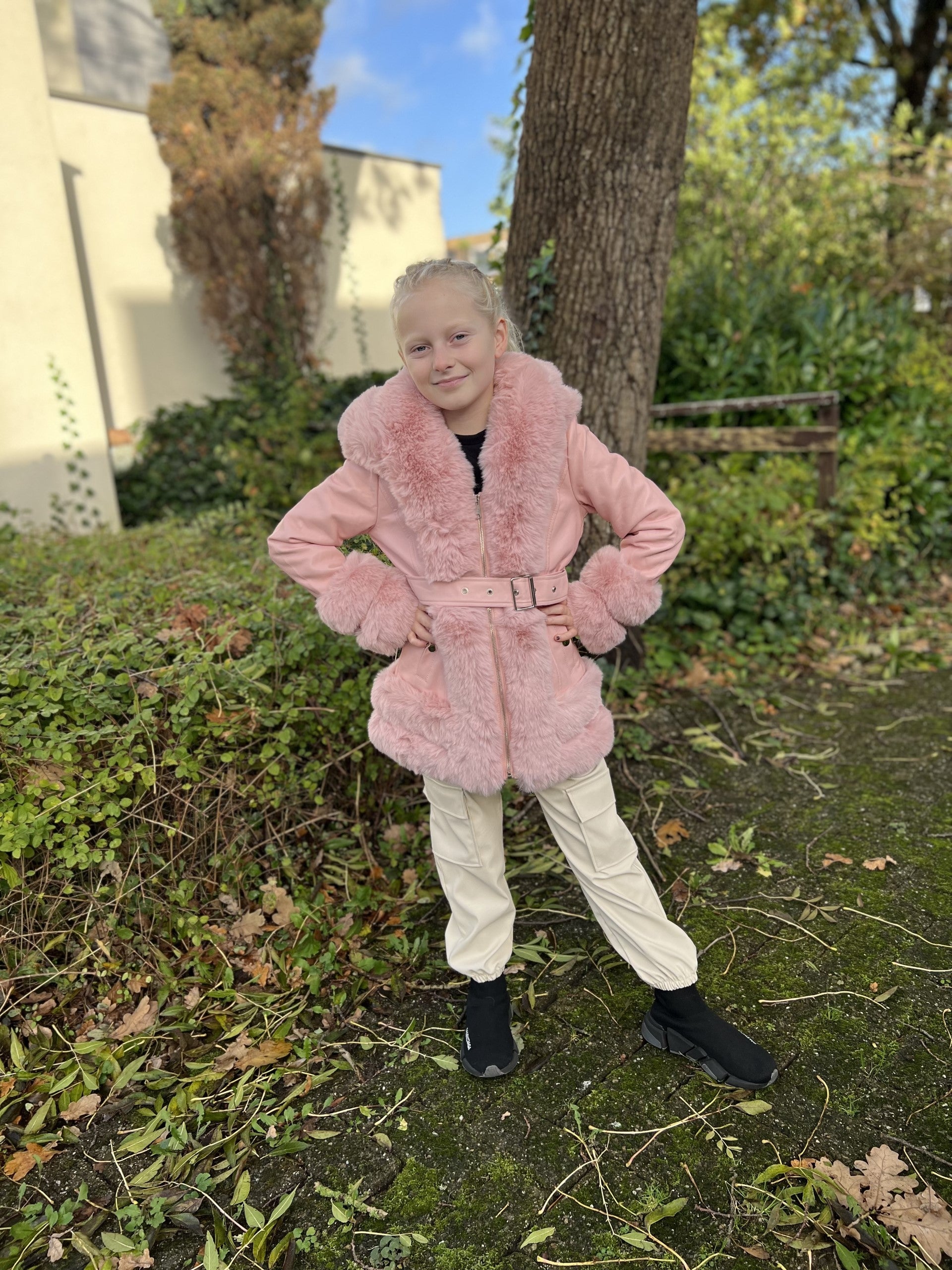 Fashion by Livana | Winterjas imitatie leer met fuzzy bont