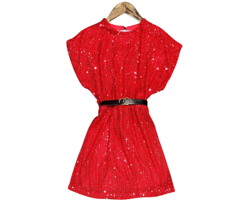 Fashion by Livana | Glitter pailletten jurk rood