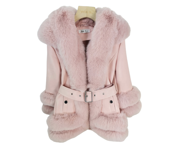 Fashion by Livana | Winterjas imitatie leer met fuzzy bont