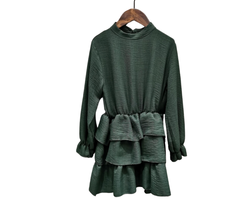 Fashion by Livana | Groene jurk met franjes