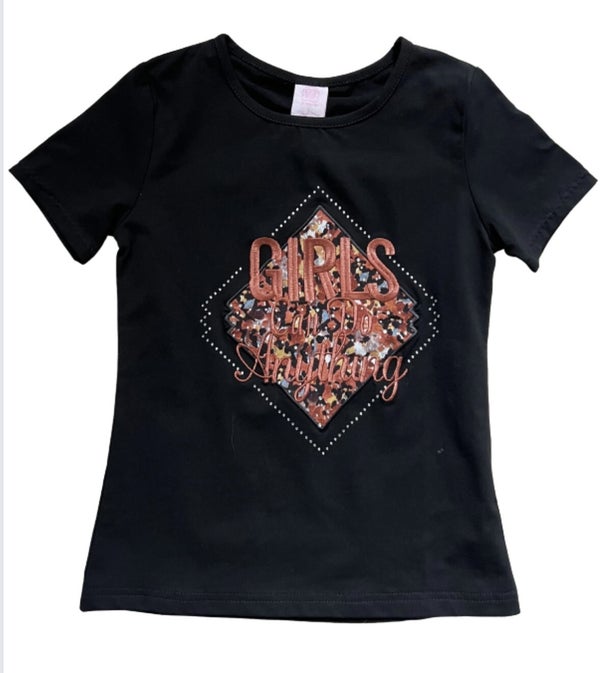 Fashion by Livana | T-shirt girls can do anything zwart